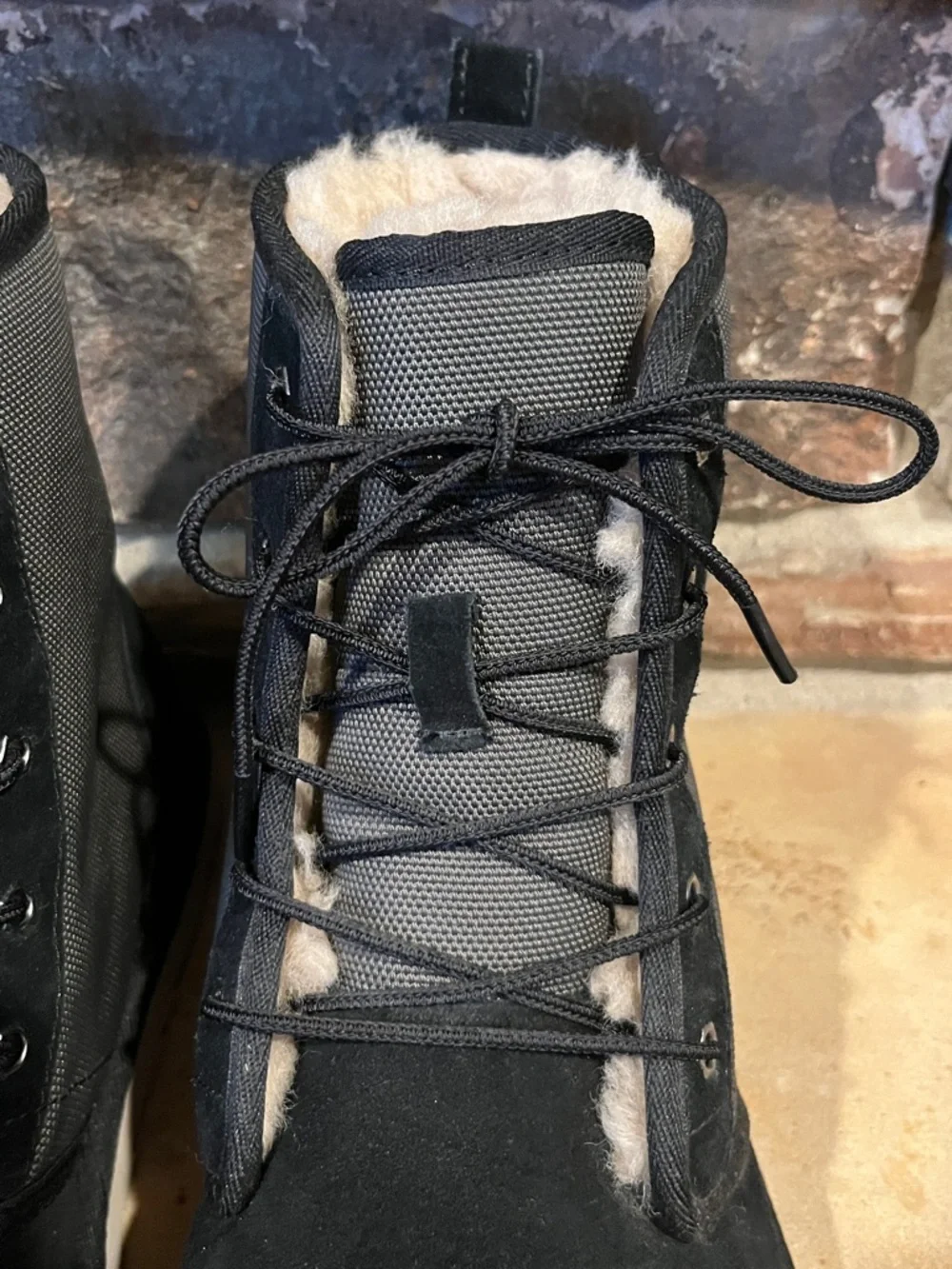 UGG Harkley Black Suede Sherpa-Lined Winter Boots